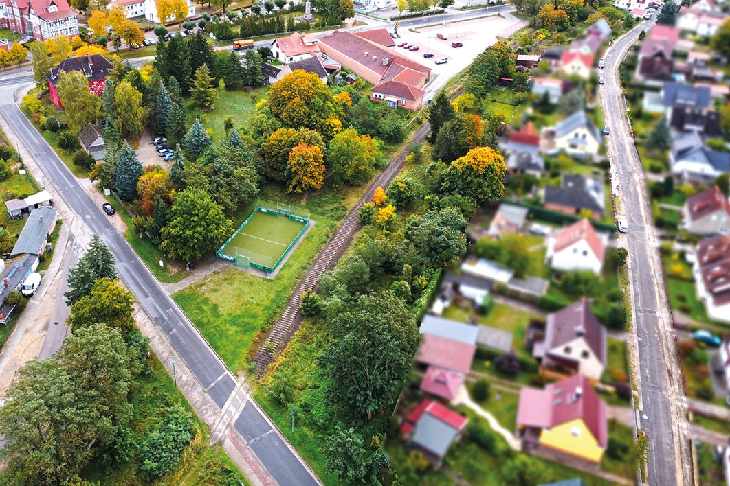Luftaufnahme Straßefront Weinbergstraße