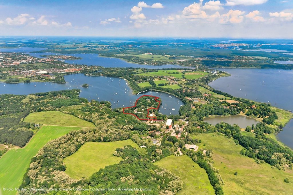 Luftaufnahme mit Markierung