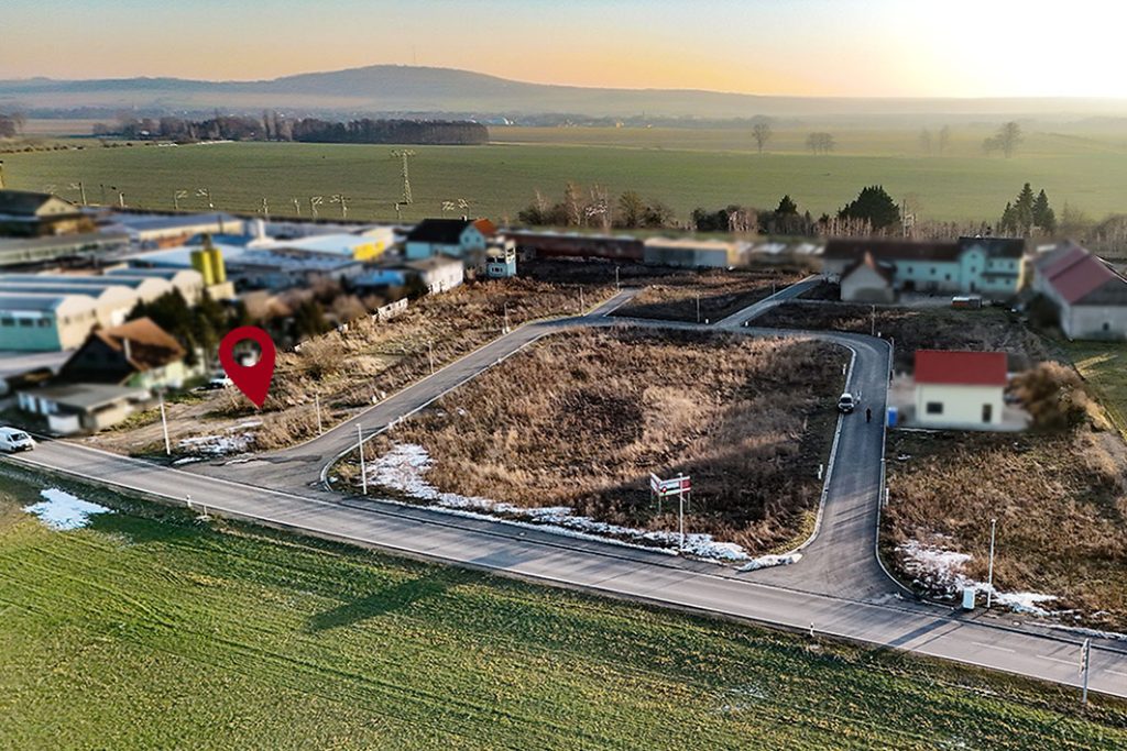 Luftaufnahme mit Markierung
