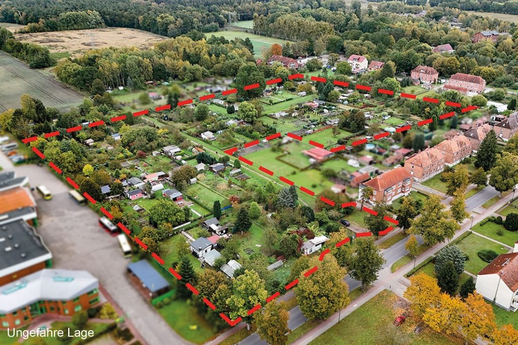 Lufbild mit Markierung - ungefähre Lage